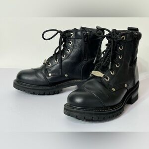 Orange County Choppers Black Leather Ankle Boots Oil Resistant Women's 8.5